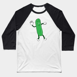 Happy, Friendly, Dancing Cucumber Funny Cartoon Baseball T-Shirt